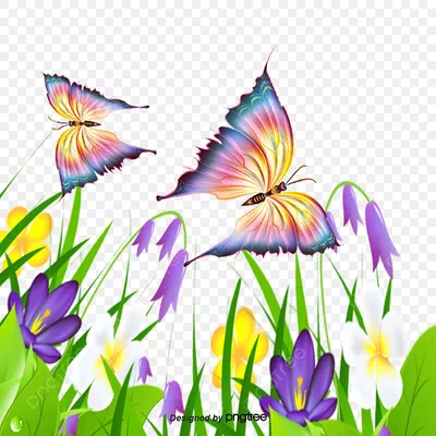 Фон с бабочками и цветами Векторное изображение ©vgorbash 37518925