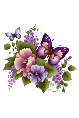 Фотообои Цветущий сад с цветами и бабочками Nru94295 купить на заказ в  интернет-магазине