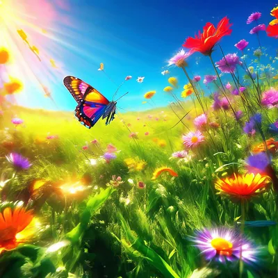 Красивые бабочки сидят на цветы на цветном фоне :: Стоковая фотография ::  Pixel-Shot Studio
