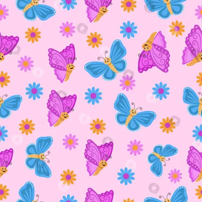 Ткань сиренево-голубой лен с бабочками и цветами - купить в  интернет-магазине