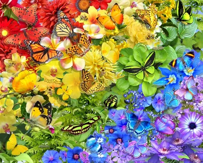 Фотообои 3Д Объемные цветы с бабочками купить недорого в компании Cozy  House в СПб