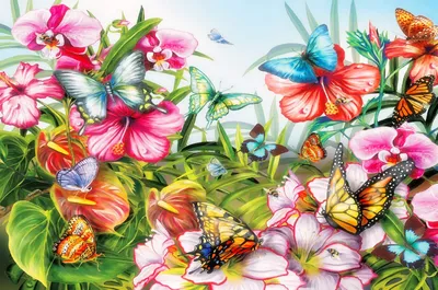 Картинки букет цветов с бабочками (67 фото) » Картинки и статусы про  окружающий мир вокруг