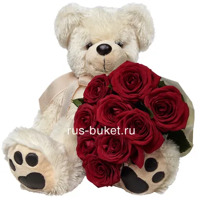 Букет Влюбленный мишка» с розами - купить в Красноярске за 6 550 руб