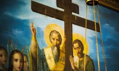 Православная деревянная икона \"Воздвижение Креста Господня\" с сусальным  золотом 22 карата – Agiografia Icons