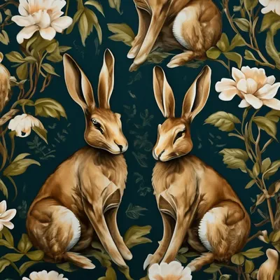 Дизайнерские обои с зайцами» — создано в Шедевруме