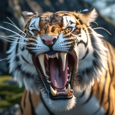 Саблезубый тигр, длинные клыки, …» — создано в Шедевруме