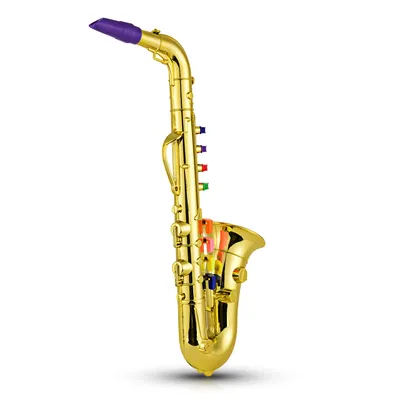 Саксофон детский музыкальный ветровой инструмент ABS металлический золотой  саксофон с 8 цветными клавишами | AliExpress