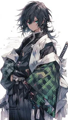 Anime boy samurai knight with long short hair on Craiyon
