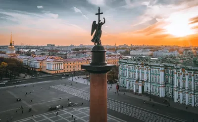 Обои на рабочий стол Закат над Исаакиевским собором, Санкт-Петербург,  Россия, обои для рабочего стола, скачать обои, обои бесплатно