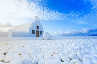 Restorani pulmapaigad ja vastuvõtt Santorini saarel Kreekas