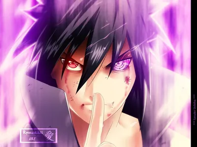 Обои на рабочий стол Uchiha Sasuke / Учиха Саске использует ниндзюцу из  аниме Наруто / Naruto, обои для рабочего стола, скачать обои, обои бесплатно