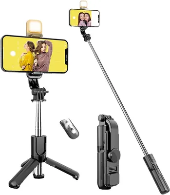 GuangYing Selfie Stick, выдвижной штатив для селфи-палки с беспроводным  пультом дистанционного управления и заполняющей подсветкой, вращение на 360  °, выдвижной и складной, компактный размер, со всеми - Купить онлайн по  лучшей цене.