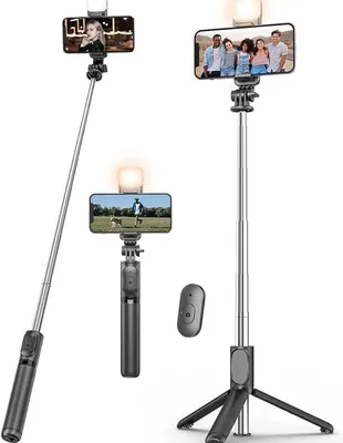 Селфи-палка FANGTUOSI Q02s с триногой и LED Black. Монопод Bluetooth 2в1  Selfie Stick. Черный: продажа, цена в Первомайском. Штативы и крепления для  фото-, видеотехники от \"HAMSTER\" - 1587170429