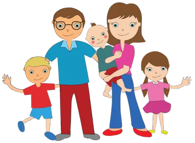 Иллюстрация Счастливая семья в стиле 2d, детский, книжная графика |