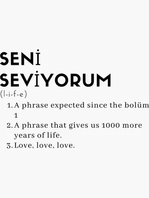 I love you in Turkish - Seni seviyorum\" Sticker for Sale by languagedreamer  | Redbubble