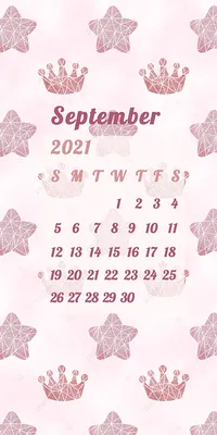 Сентябрь календарь мобильные обои розовые звезды корона Фон Обои  Изображение для бесплатной загрузки - Pngtree