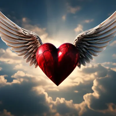 ✌ Красивое сердечко с крыльями, …» — создано в Шедевруме