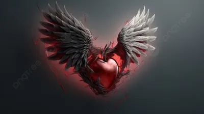 Картинка алое сердце с крыльями …» — создано в Шедевруме