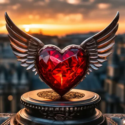 Красное сердечко с крыльями летучий …» — создано в Шедевруме