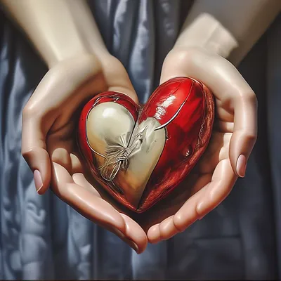 на ладони нарисовано сердце красного цвета Stock-Foto | Adobe Stock