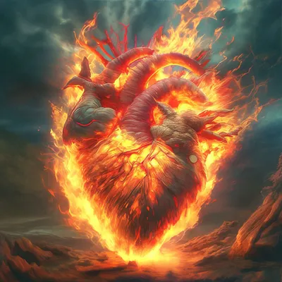 Сердце В Огне — стоковые фотографии и другие картинки Огонь - Огонь, Символ  сердца, Без людей - iStock