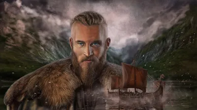 Обои на рабочий стол Travis Fimmel / Трэвис Фиммел в роли Ragnar Lothbrok /  Рагнара Лодброка из сериала Vikings / Викинги, обои для рабочего стола,  скачать обои, обои бесплатно