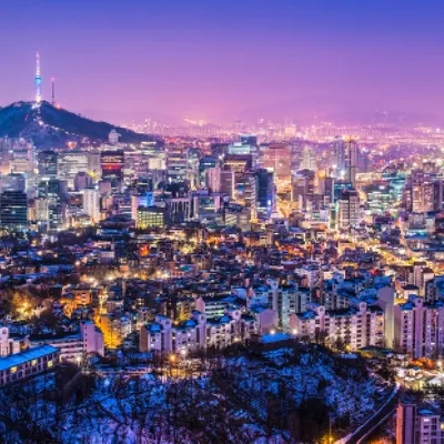 Сеул, вид на город и башню Намсан…» — создано в Шедевруме