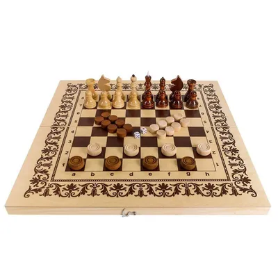 Шахматы - Шашки - Нарды - Набор настольных игр 3 в 1 из дерева - купить с  доставкой по выгодным ценам в интернет-магазине OZON (656090466)