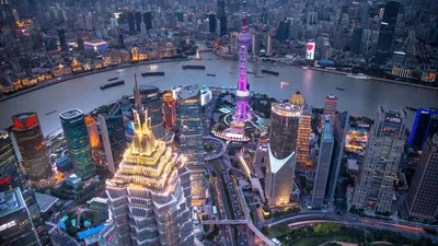 Шанхай Скайлайн Панорама На Закате — стоковые фотографии и другие картинки  Шанхай - Восточный Китай - Шанхай - Восточный Китай, Китай, Линия горизонта  - iStock