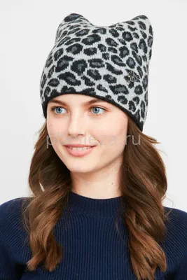 Купить шапку для девочки однослойную вязаную с ушками и пайетками
