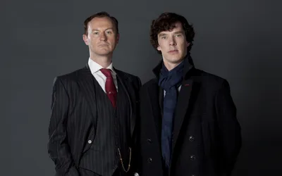 Обои на рабочий стол Бенедикт Камбербэтч / Benedict Cumberbatch в роли  Шерлока Холмса / Sherlock Holmes из телесериала Шерлок / Sherlock, by  RazSketch, обои для рабочего стола, скачать обои, обои бесплатно