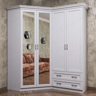 Угловой шкаф 6 - цена 45 600 руб. с зеркалом цвет белый