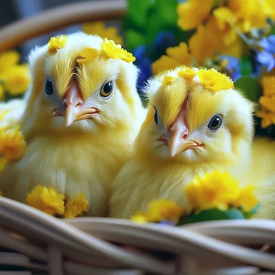 Желтенькие шкодные Цыплята в лукошке…» — создано в Шедевруме