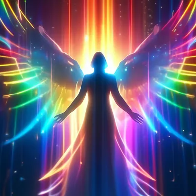 Силуэт ангела в разноцветном …» — создано в Шедевруме