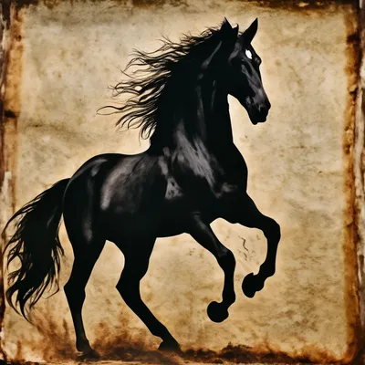 Силуэт чёрной лошади Векторное изображение ©Seamartini 4651275