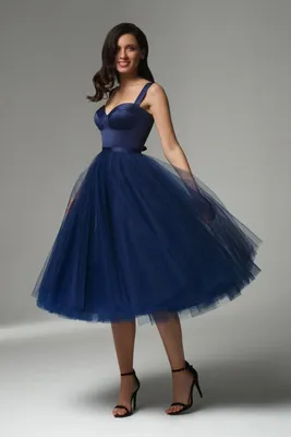 Синее платье с открытыми плечами купить, цены на Женская одежда и костюмы в  интернет магазине женской одежды M-FASHION
