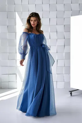 Синее платье миди с глубоким V-образным вырезом и пайетками с разрезом на  юбке арт.182399 - купить в Волгограде