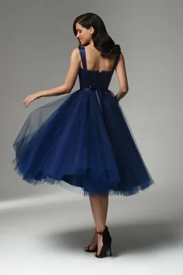 Синее платье миди | Шкатулки для украшений