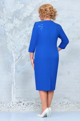 Синее платье из гипюра женское большие размеры VBS-004-1, купить в  интернет-магазине Е-Леди