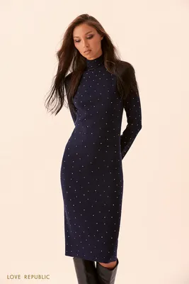 Теплое синее платье из ангоры - Купить оптом в интернет-магазине Фасон