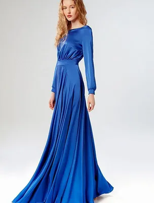 Вечернее шелковое синее платье длинное с разрезом и открытой спиной  (ID#1865953683), цена: 1190 ₴, купить на Prom.ua