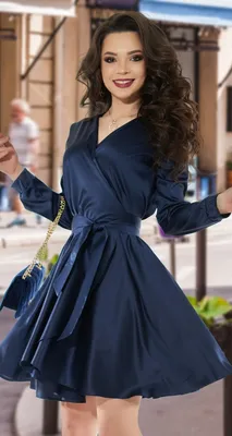 Романтичное голубое платье с высоким разрезом и съемными рукавами-буфами в  Хабаровске