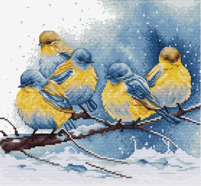 Набор декоративных птичек \"Синички цветные на заколке\" 19-9873 - купить  оптом в Украине