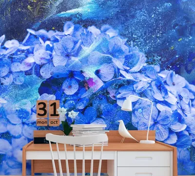 Обои Голубые цветы, №dec_22790 купить на стену в интернет-магазине Walldeco