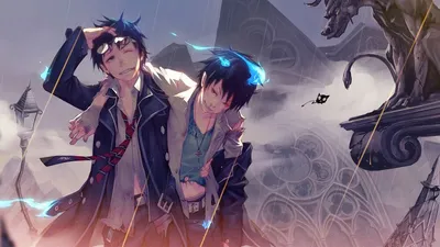 Обои на рабочий стол Yukio Okumura / Юкио Окумура и Rin Okumura / Рин  Окумура из аниме Ao no Exorcist / Синий экзорцист, обои для рабочего стола,  скачать обои, обои бесплатно