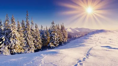 Скачать обои и картинки природа, зима, горы, небо для рабочего стола в  разрешении 1024x576