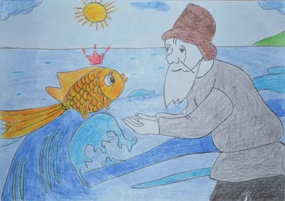 Рисунок Сказка о рыбаке и рыбке №106849 - «В мире литературных героев»  (14.01.2024 - 18:32)
