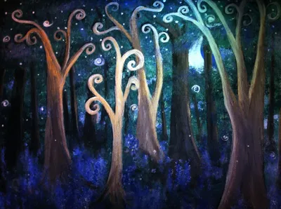 Волшебный лес рисунок гуашью - 69 фото