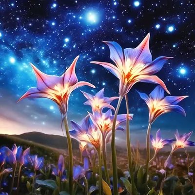 Сказочные цветы необычной формыи …» — создано в Шедевруме