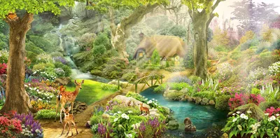 Фотообои на стену Сказочный лес - Разное Мультфильмы Сказки Для малышей  Природа Для девочек